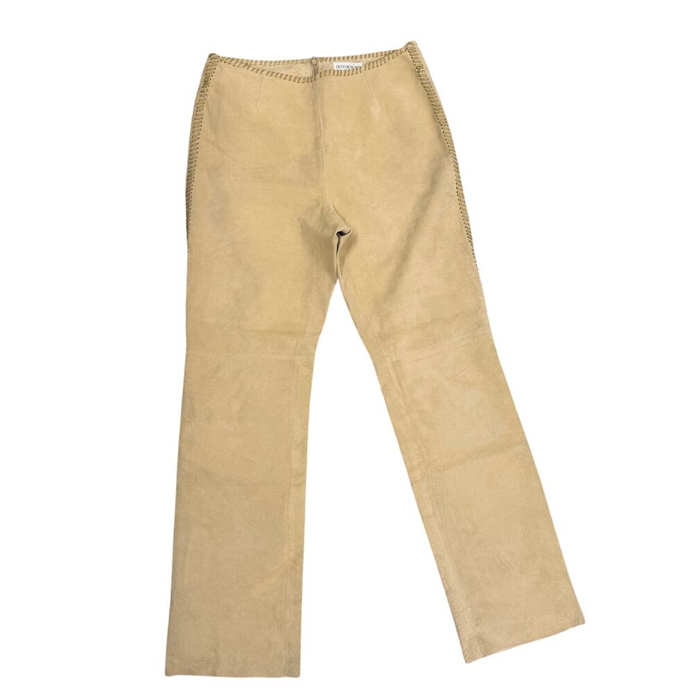 Hugo Buscati Collection Suede Leather Pants Straight Leg Whipstitch Western VTG